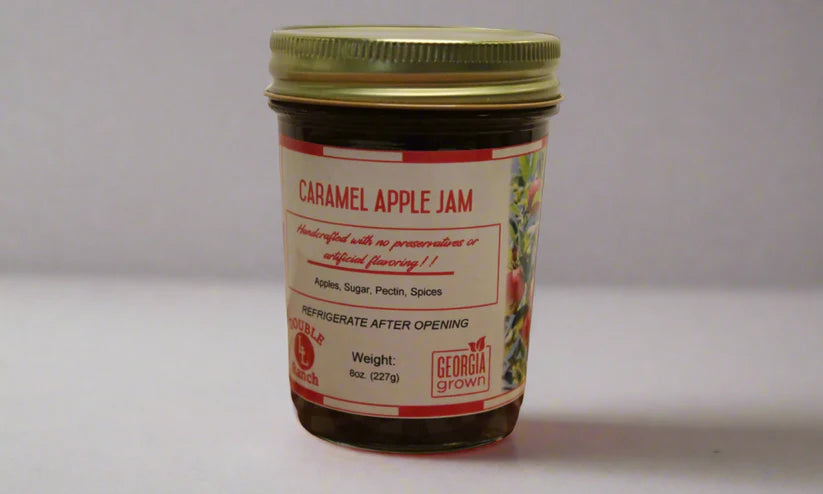 Front view of Double L Ranch Caramel Apple Jam jar