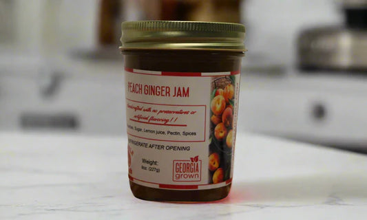 Front view of Double L Ranch Peach Ginger Jam jar