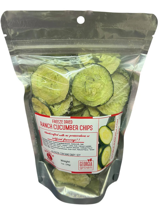 Front view of Double L Ranch Ranch Cucumber Chips bag